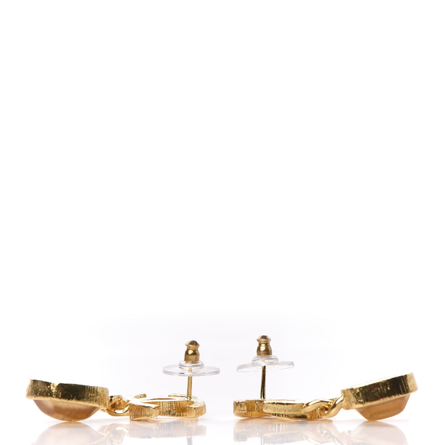 Metal Natural Stones CC Drop Earrings Gold
