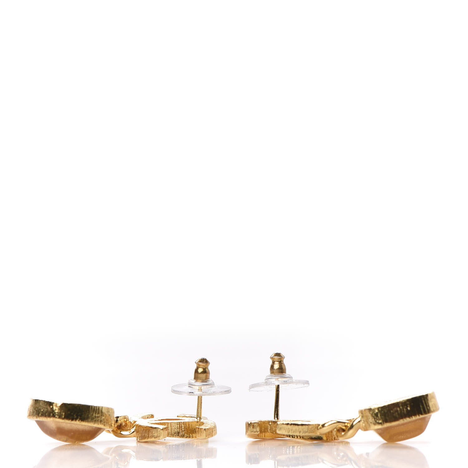 Chanel Metal Natural Stones CC Drop Earrings Gold 3 of 5