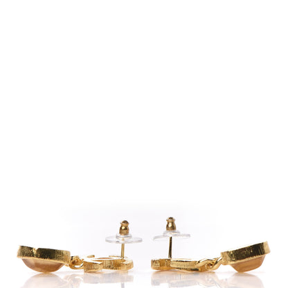Chanel Metal Natural Stones CC Drop Earrings Gold 3 of 5