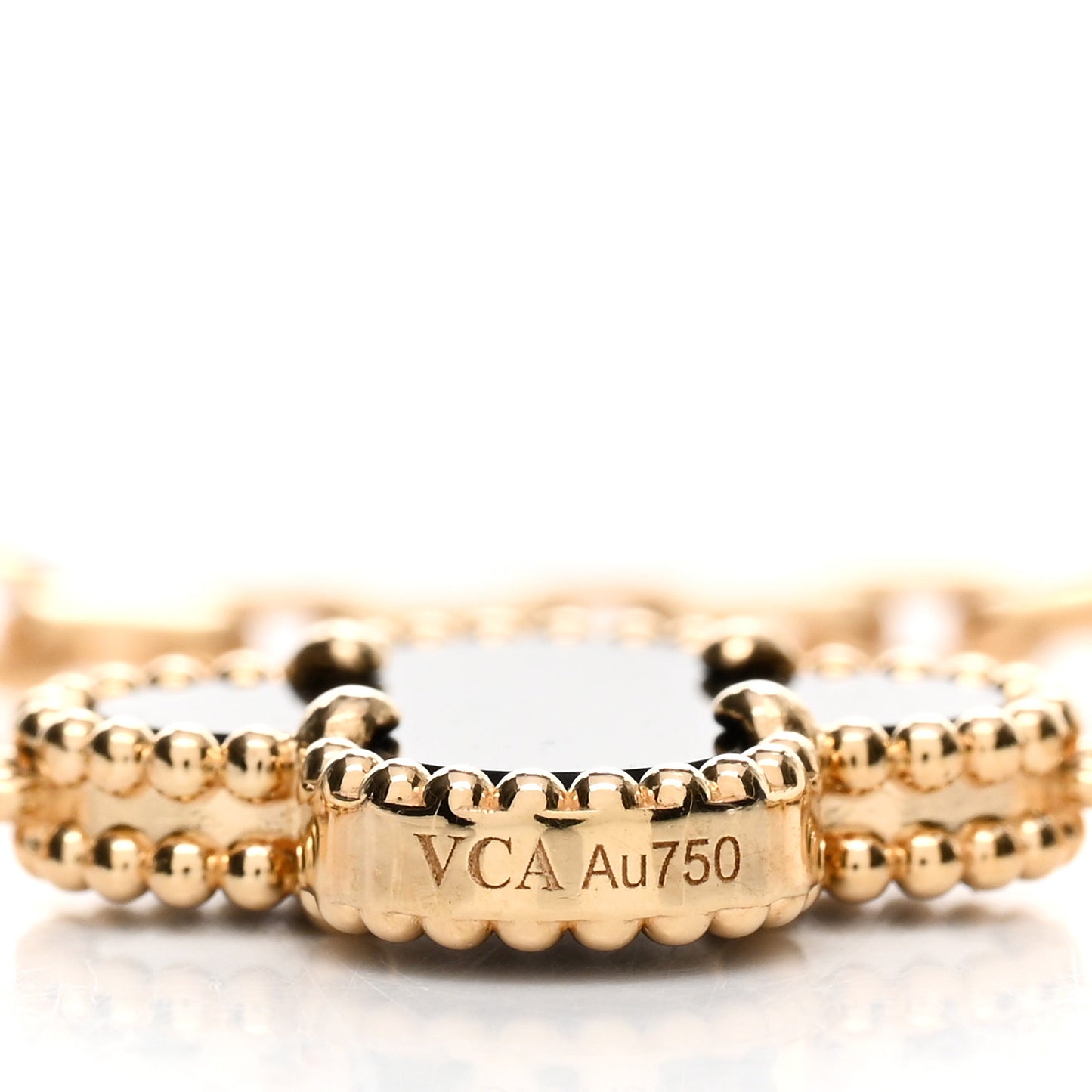 18K Yellow Gold Black Onyx 5 Motifs Vintage Alhambra Bracelet