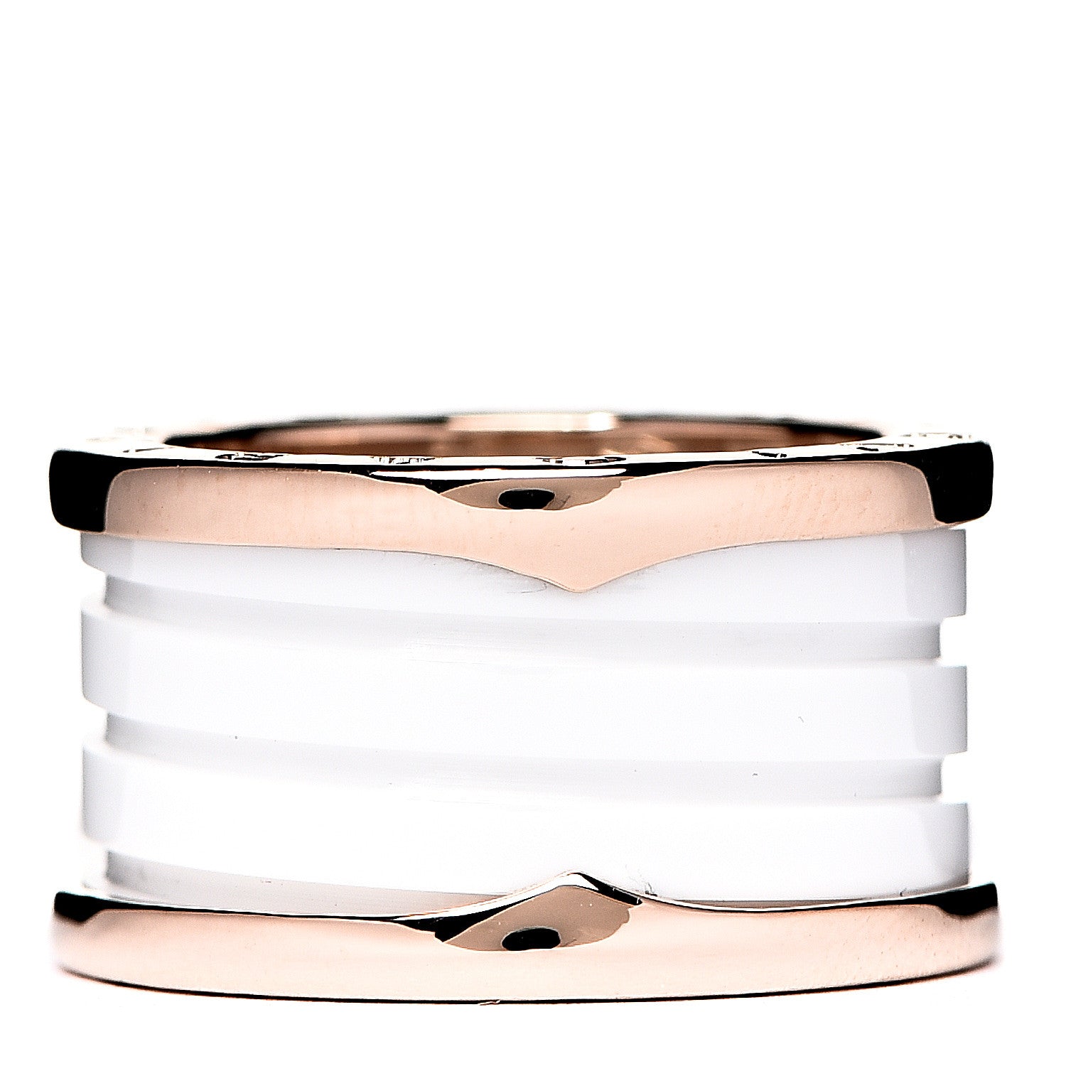 Bulgari 18K Rose Gold White Ceramic B.Zero1 Four-Band Ring 52 6 1 of 5
