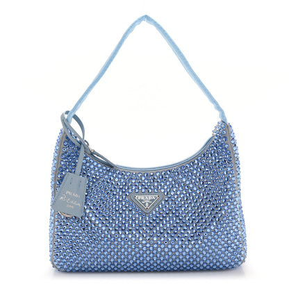 Prada Satin Crystal Mini Re-Edition 2000 Bag Celeste 1 of 10