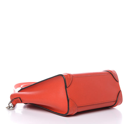 Celine Drummed Calfskin Nano Luggage Vermillion 4 of 13