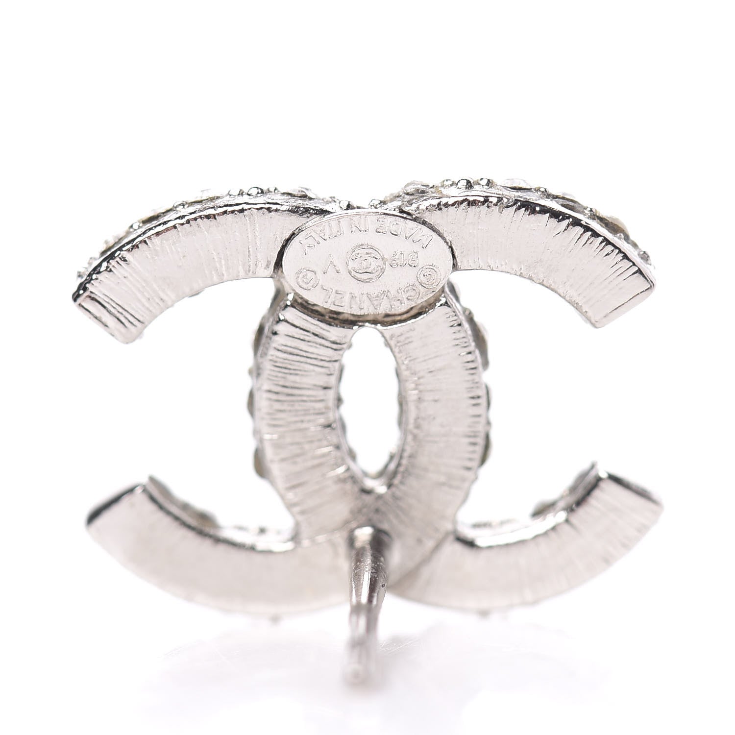 Chanel Crystal Mini CC Earrings Silver 4 of 5