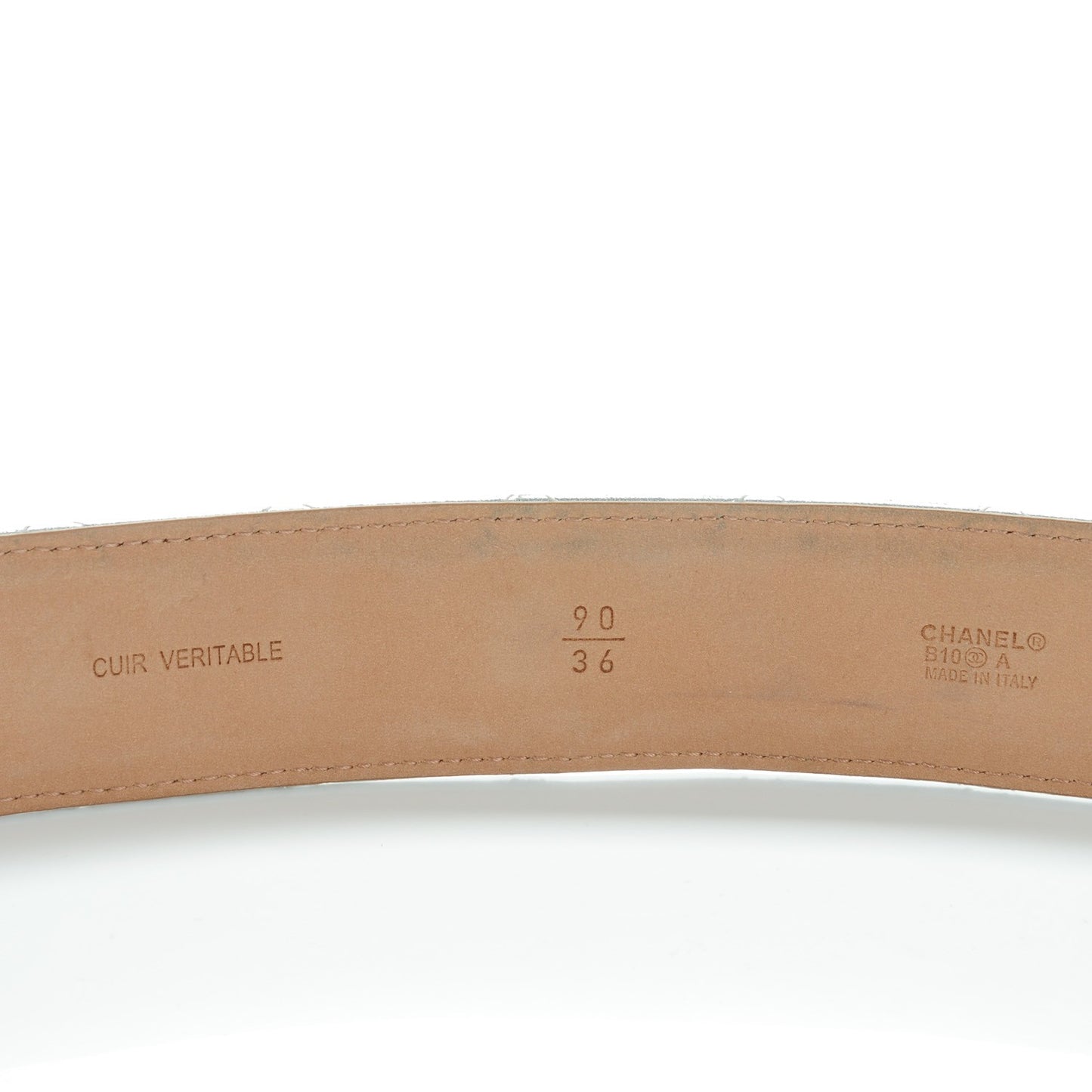 Metallic Lambskin Quilted CC Belt 90 36 Silver