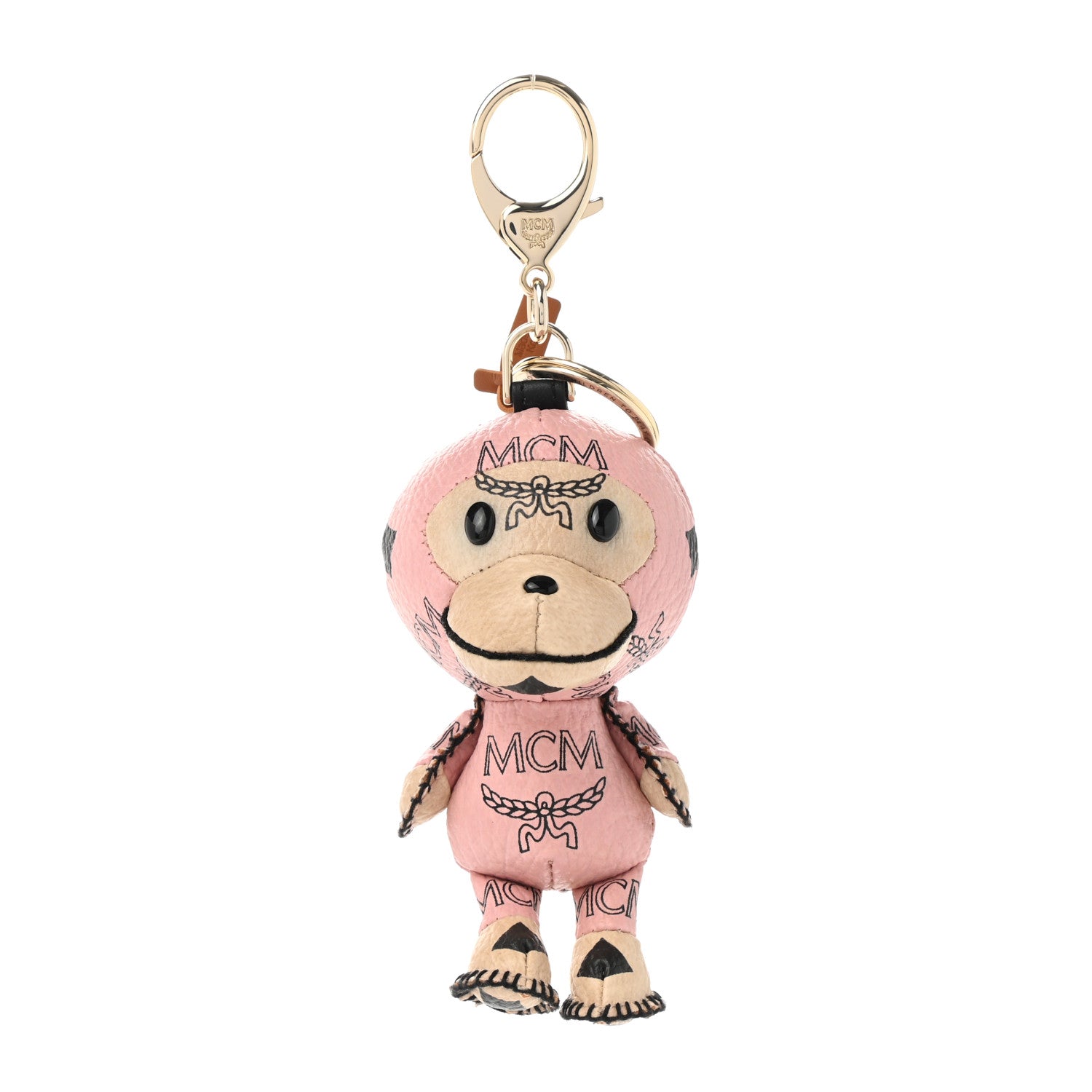 MCM X BAPE Visetos Baby Milo Key Ring Bag Charm Pink 1 of 6