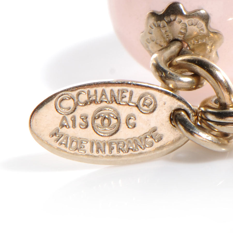 Chanel Glitter Enamel Striped Pearl CC Choker Necklace Ivory Pink 6 of 6