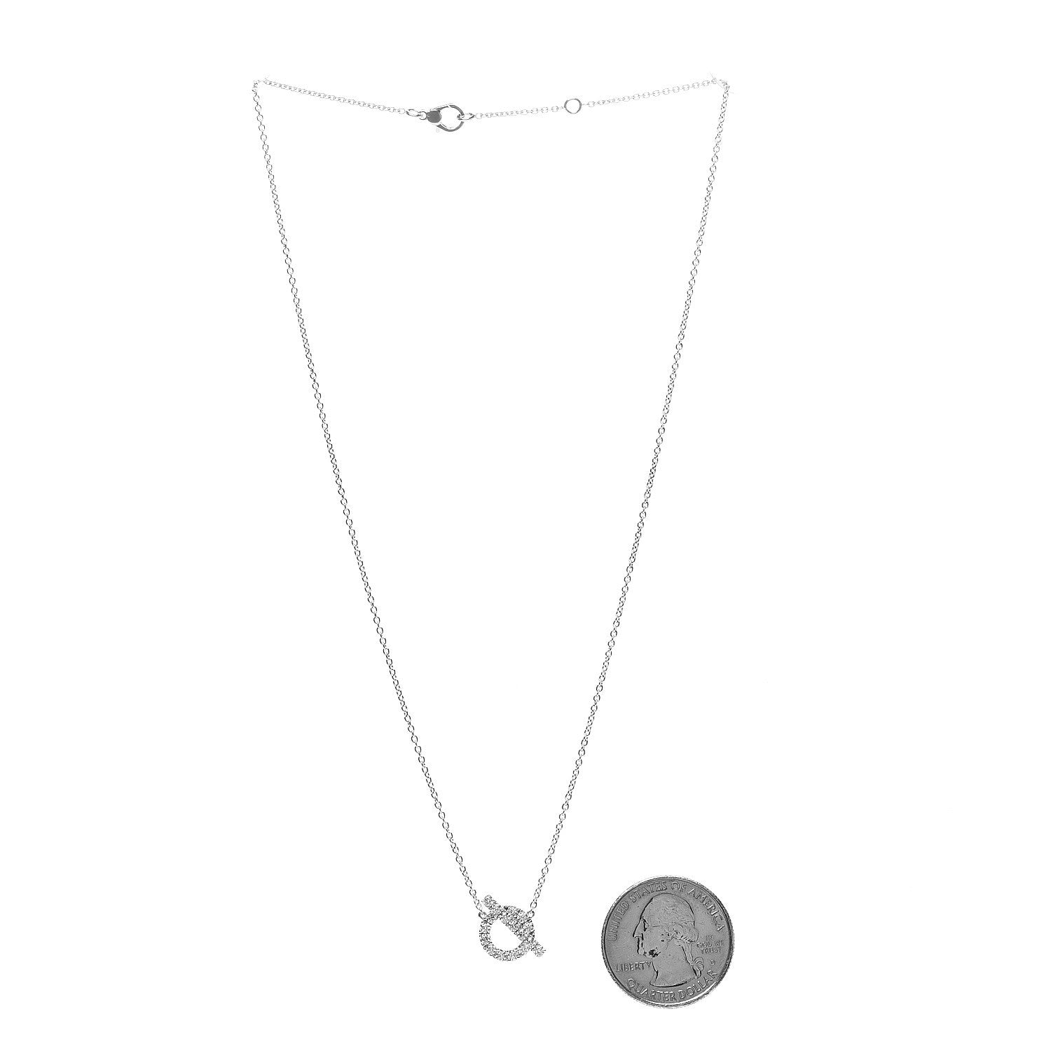 Hermes 18K White Gold Diamond Finesse Pendant Necklace 2 of 6
