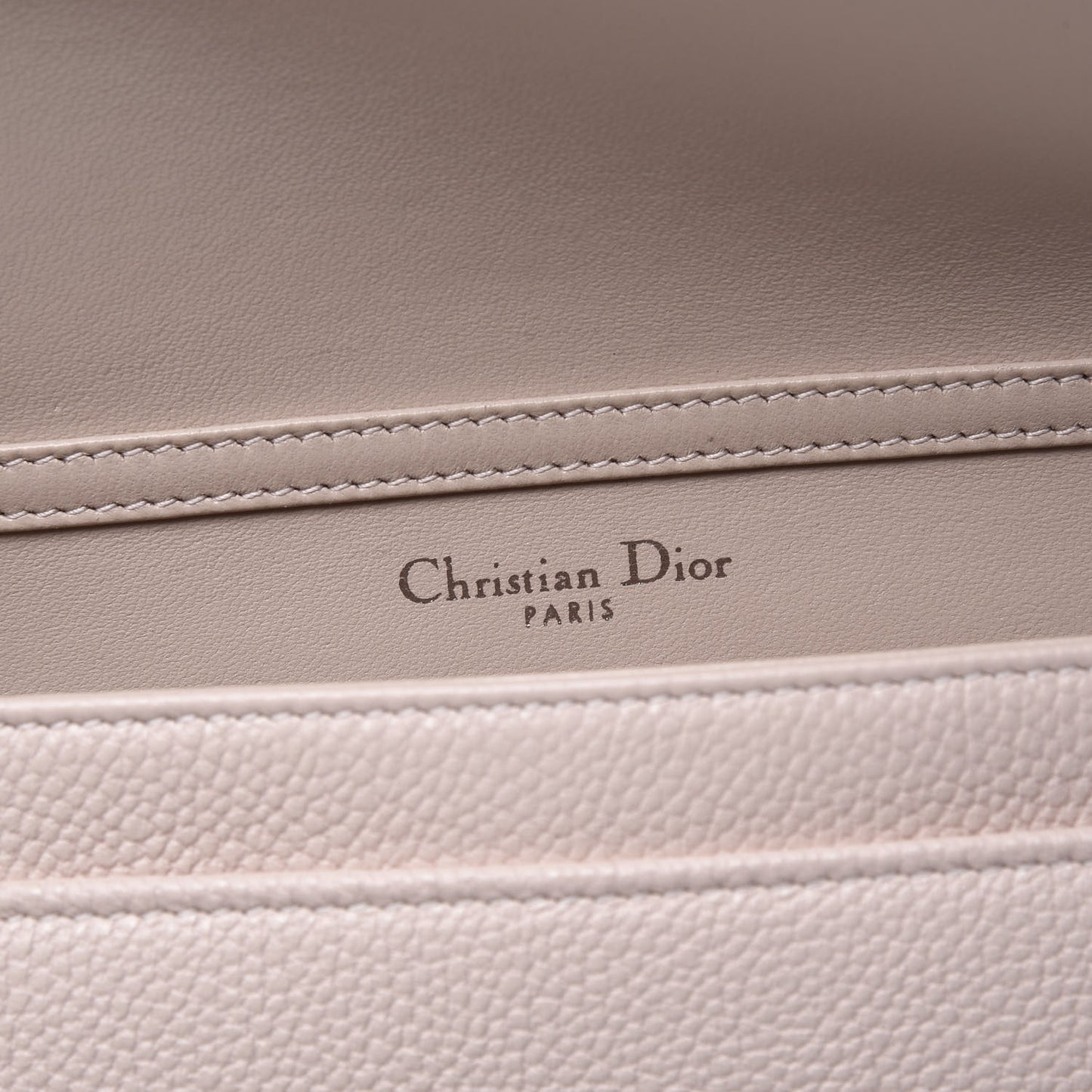 Grained Calfskin Diorama Wallet on Chain Pouch Rose Poudre