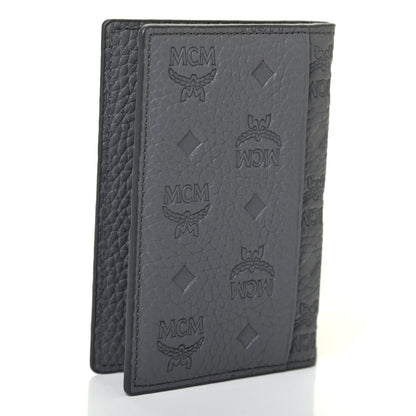 MCM Calfskin Ottomar Monogram Mini Bi-Fold Card Wallet Charcoal 2 of 4