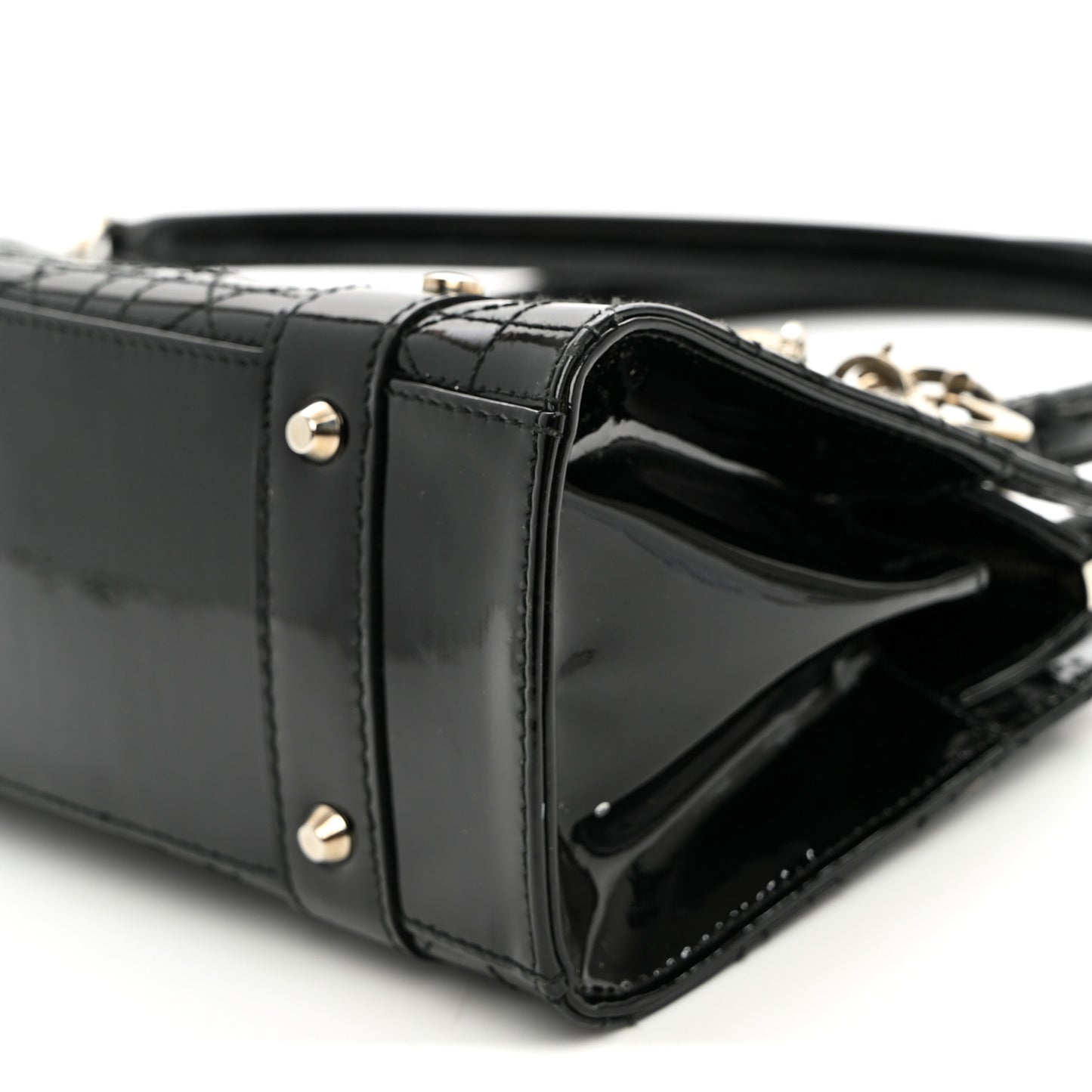 Patent Cannage Stitched East West Lady Dior Black