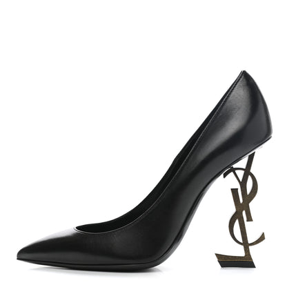 Saint Laurent Calfskin Opyum 110 Pumps 37 Black Gold 1 of 7