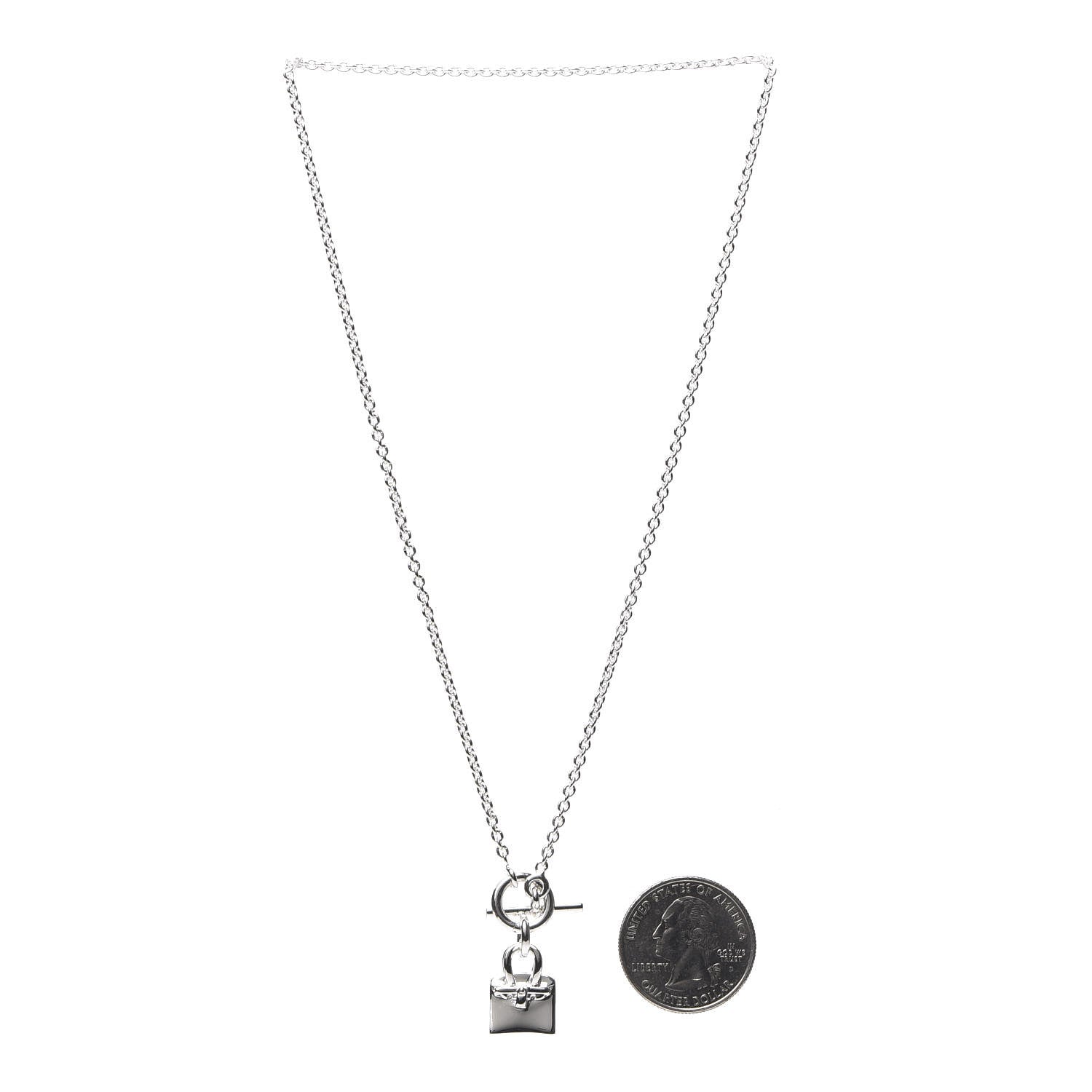 Hermes Sterling Silver Birkin Amulette Pendant Necklace 3 of 6