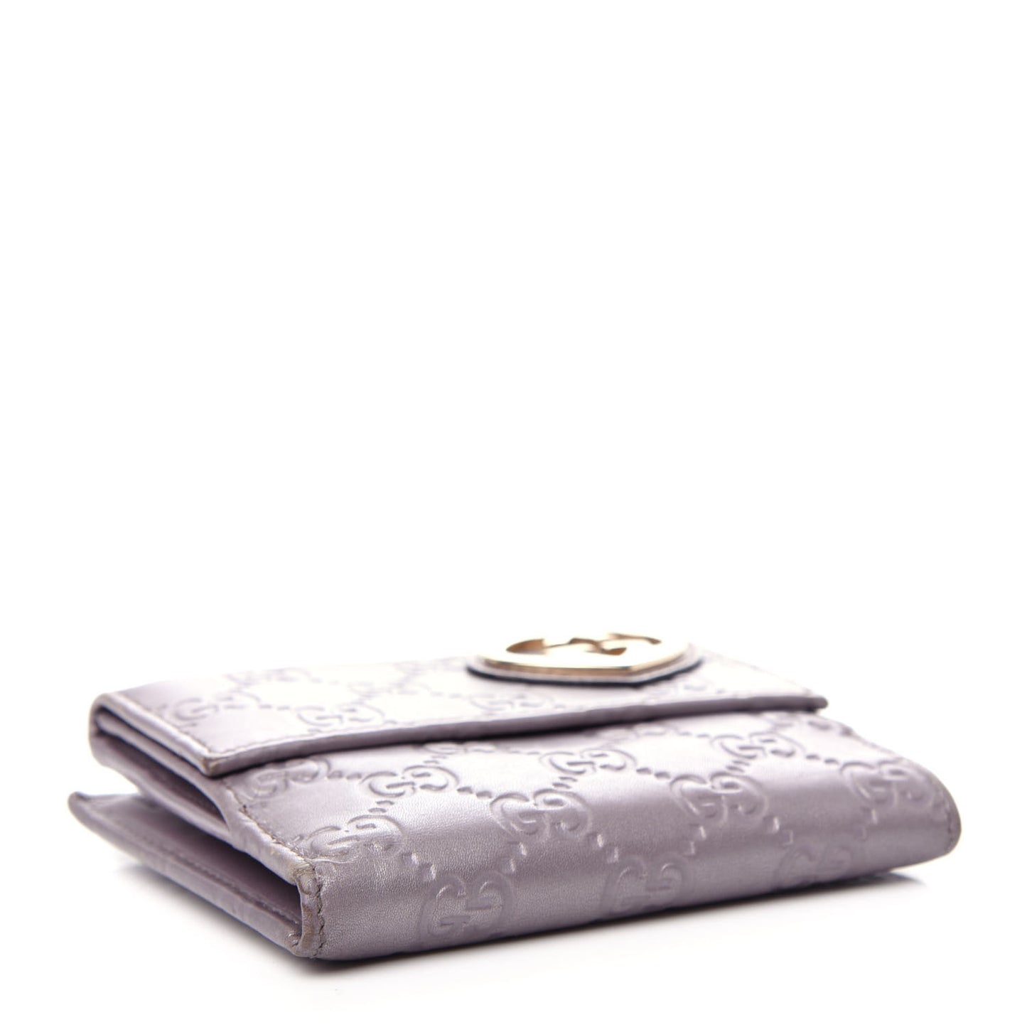 Metallic Soft Guccissima Lovely Heart French Flap Wallet Senanque