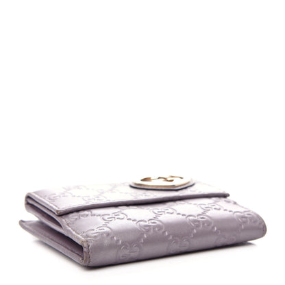 Gucci Metallic Soft Guccissima Lovely Heart French Flap Wallet Senanque 4 of 8