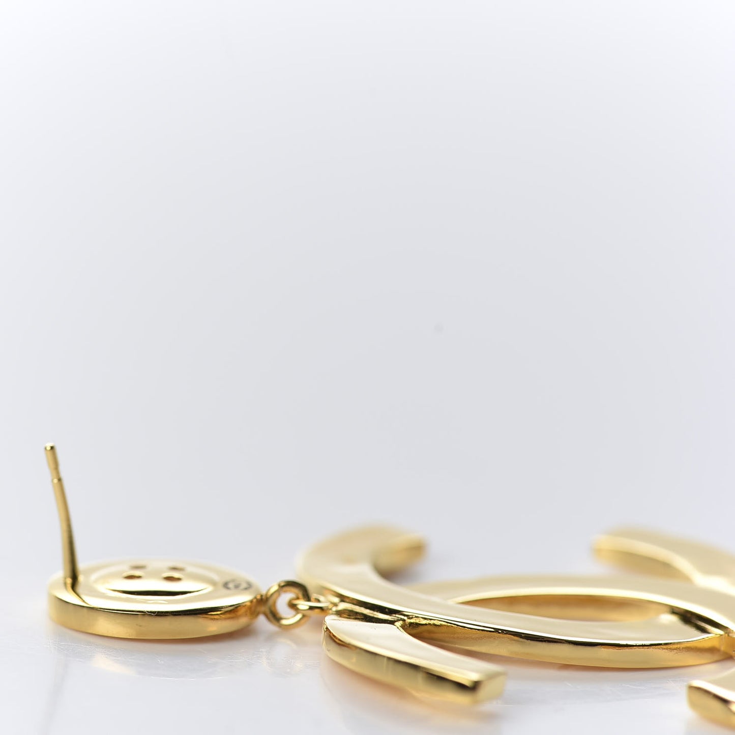 Metal Large Paris Button Earrings Gold