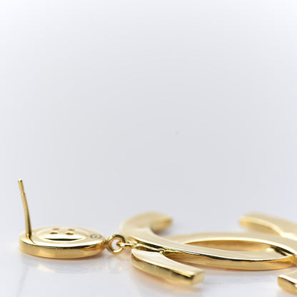 Chanel Metal Large Paris Button Earrings Gold 5 of 6