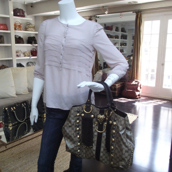 Crystal Monogram Babouska Tote Ebony