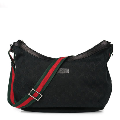 Gucci Monogram Web Medium Half Moon Hobo Black 1 of 10