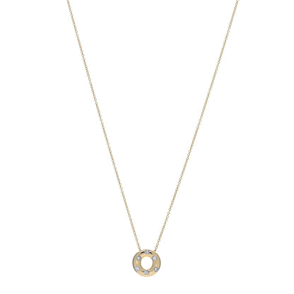 Tiffany 18K Yellow Gold Platinum Diamond .15ct Etoile Circle Pendant Necklace 1 of 4