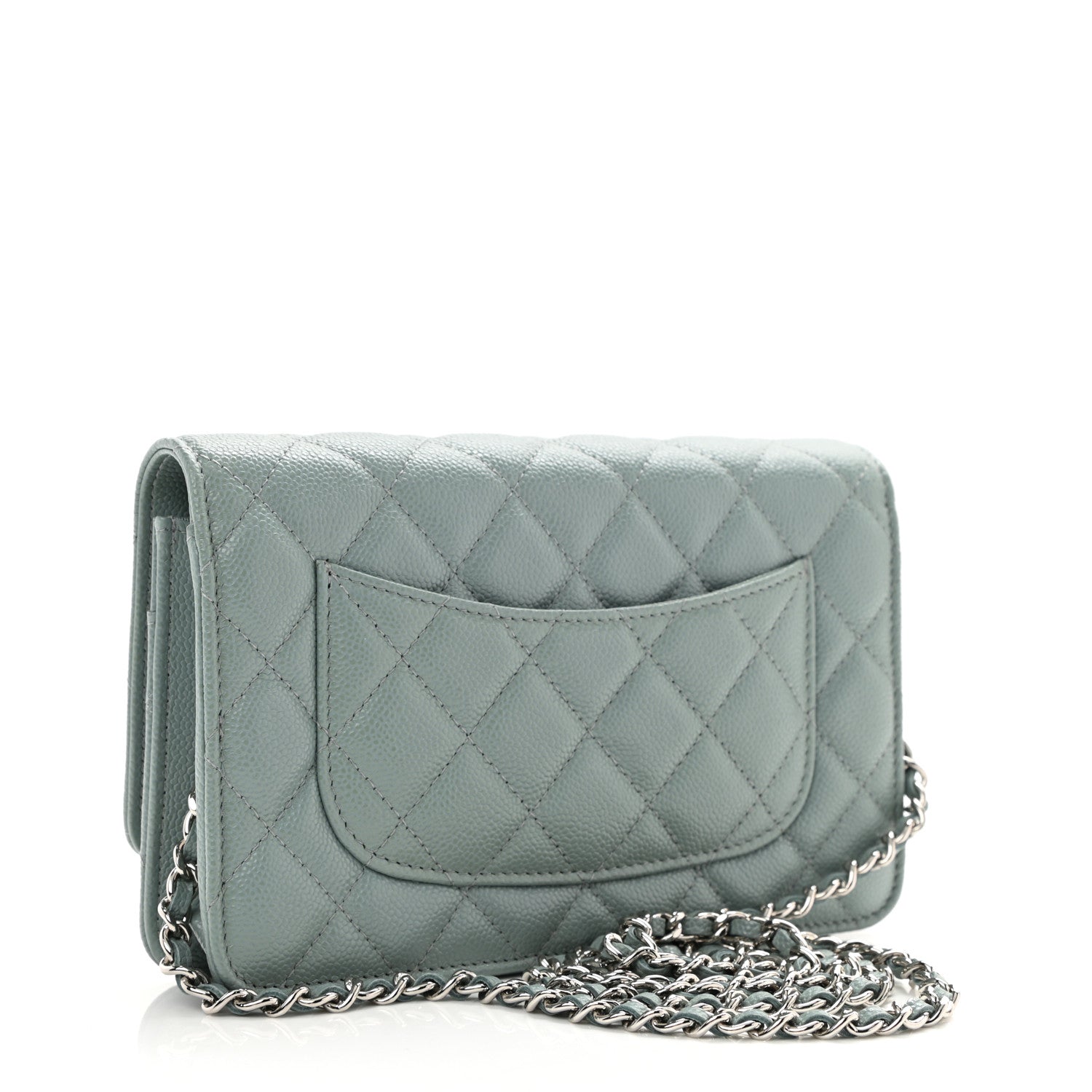 Chanel Caviar Quilted Wallet On Chain WOC Dark Green 2 of 11