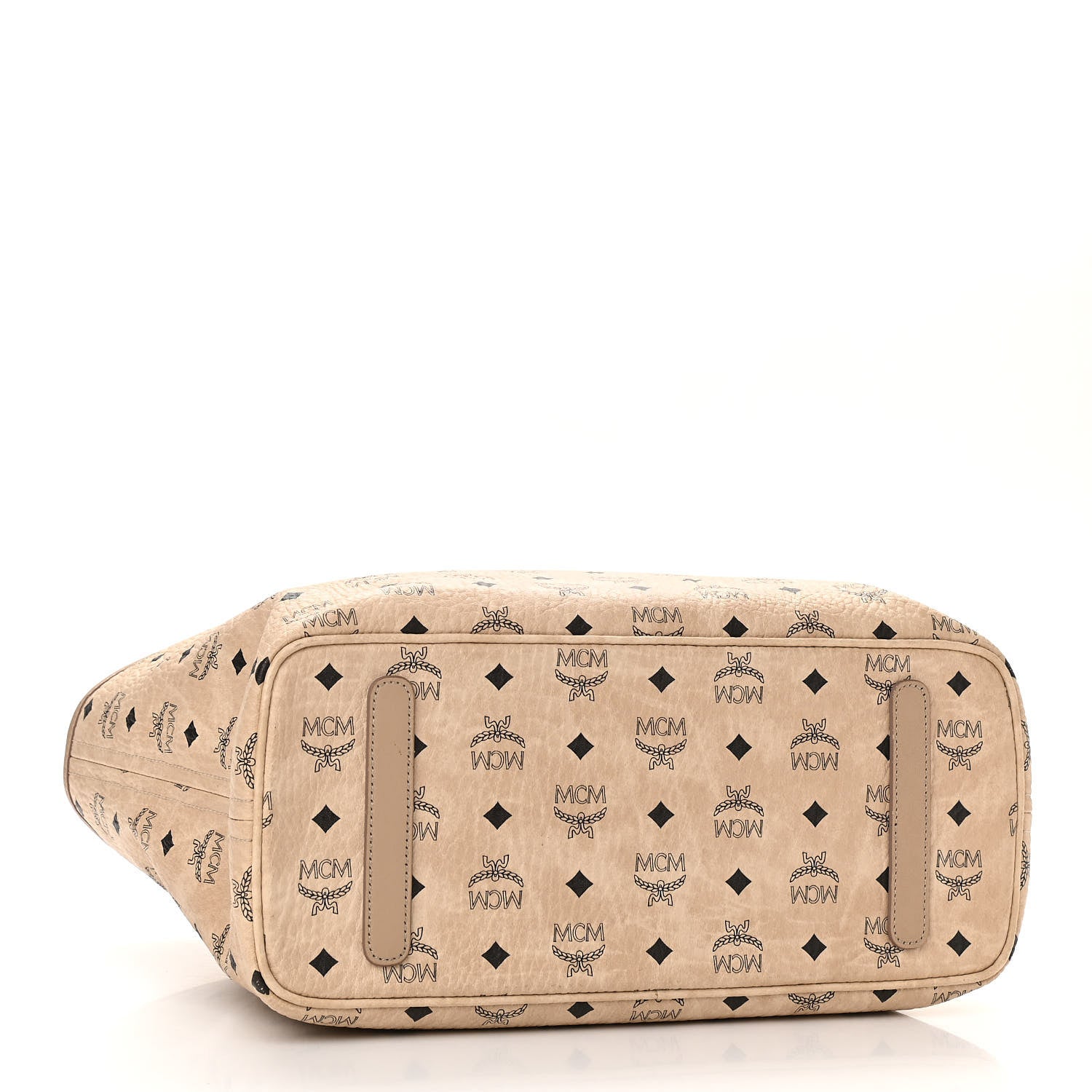 MCM Visetos Medium Anya Shopping Tote Beige 6 of 9