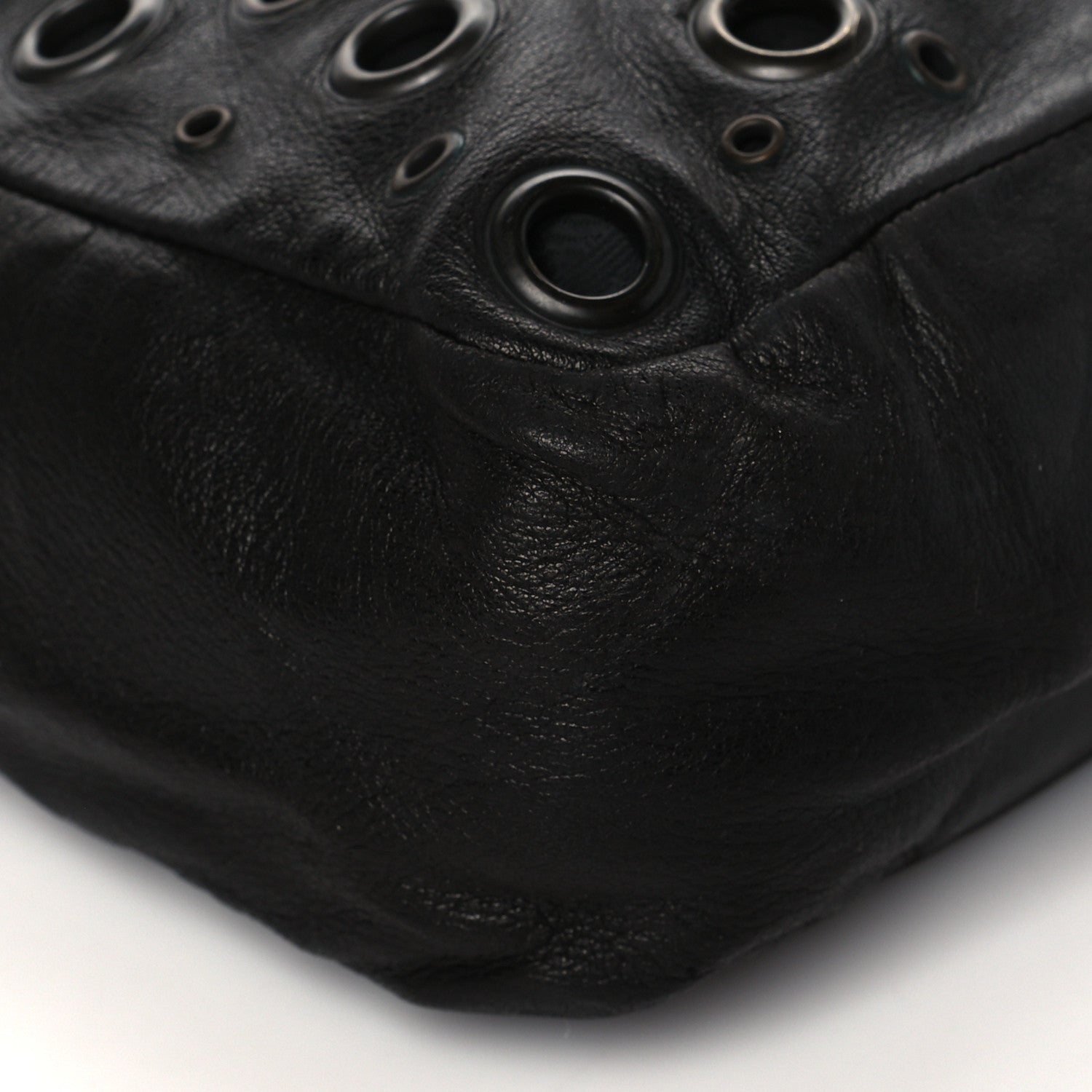 Prada Soft Calfskin Studded Tote Black 7 of 9