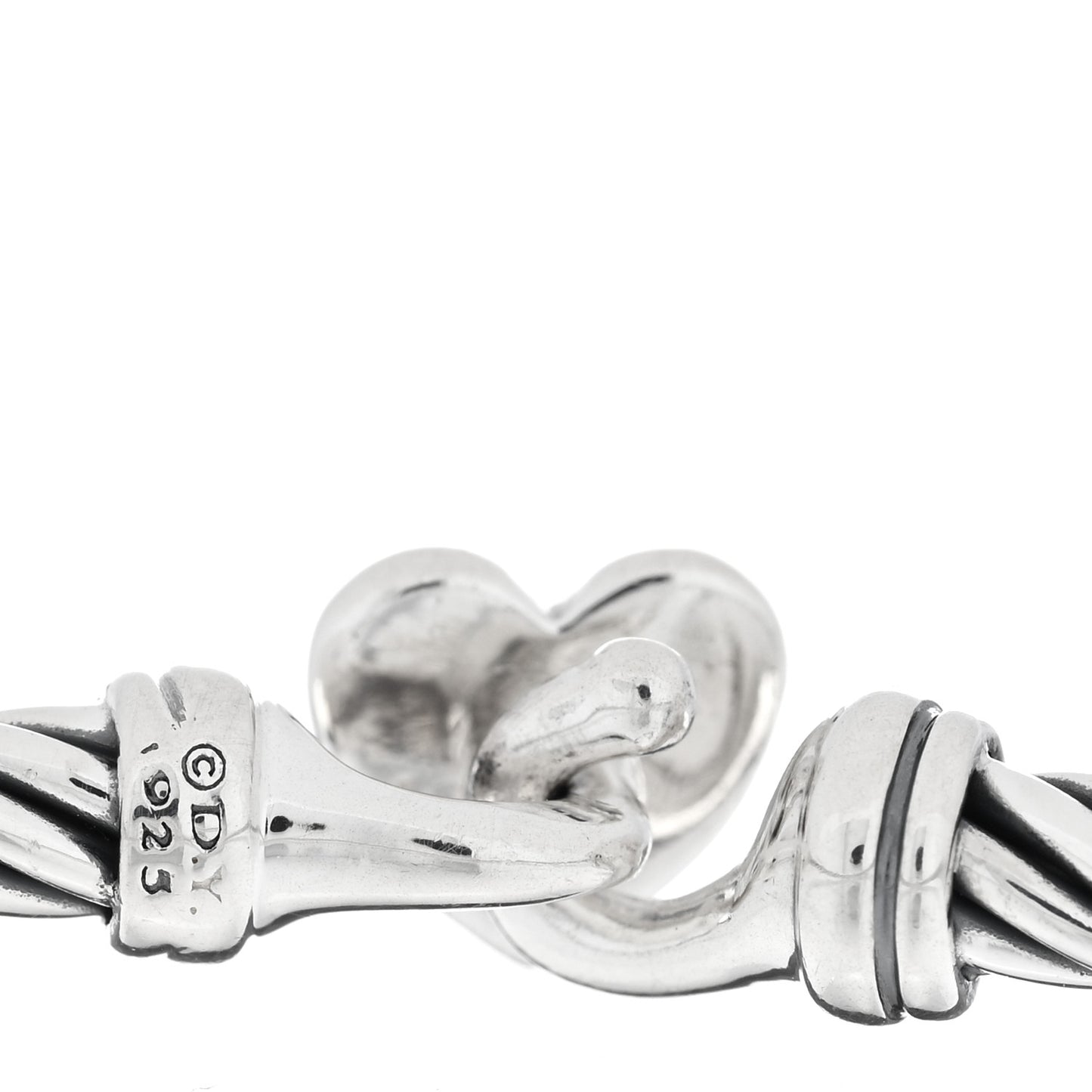 Sterling Silver Diamond Cable Collectibles Heart Bracelet