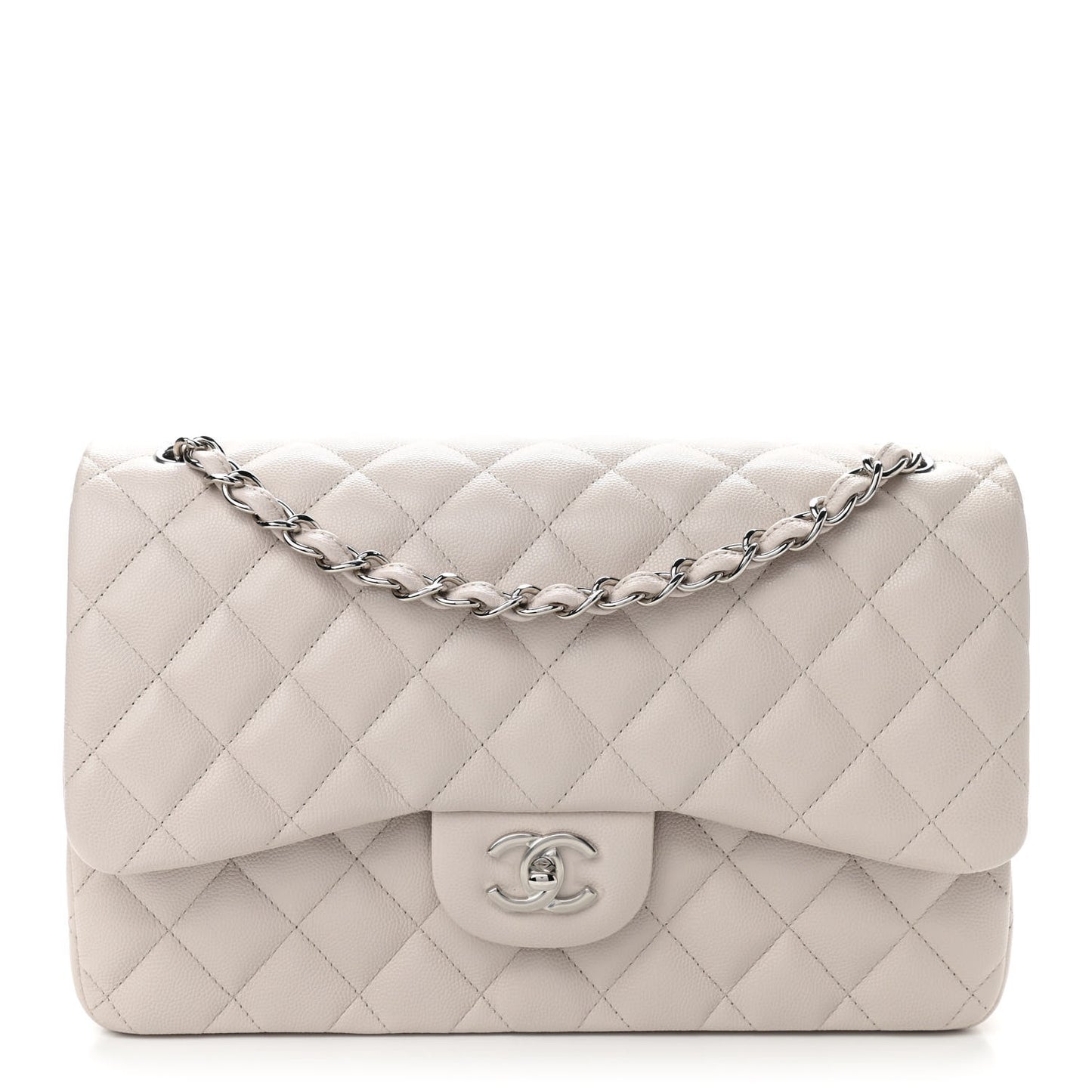 Caviar Quilted Jumbo Double Flap Ivory