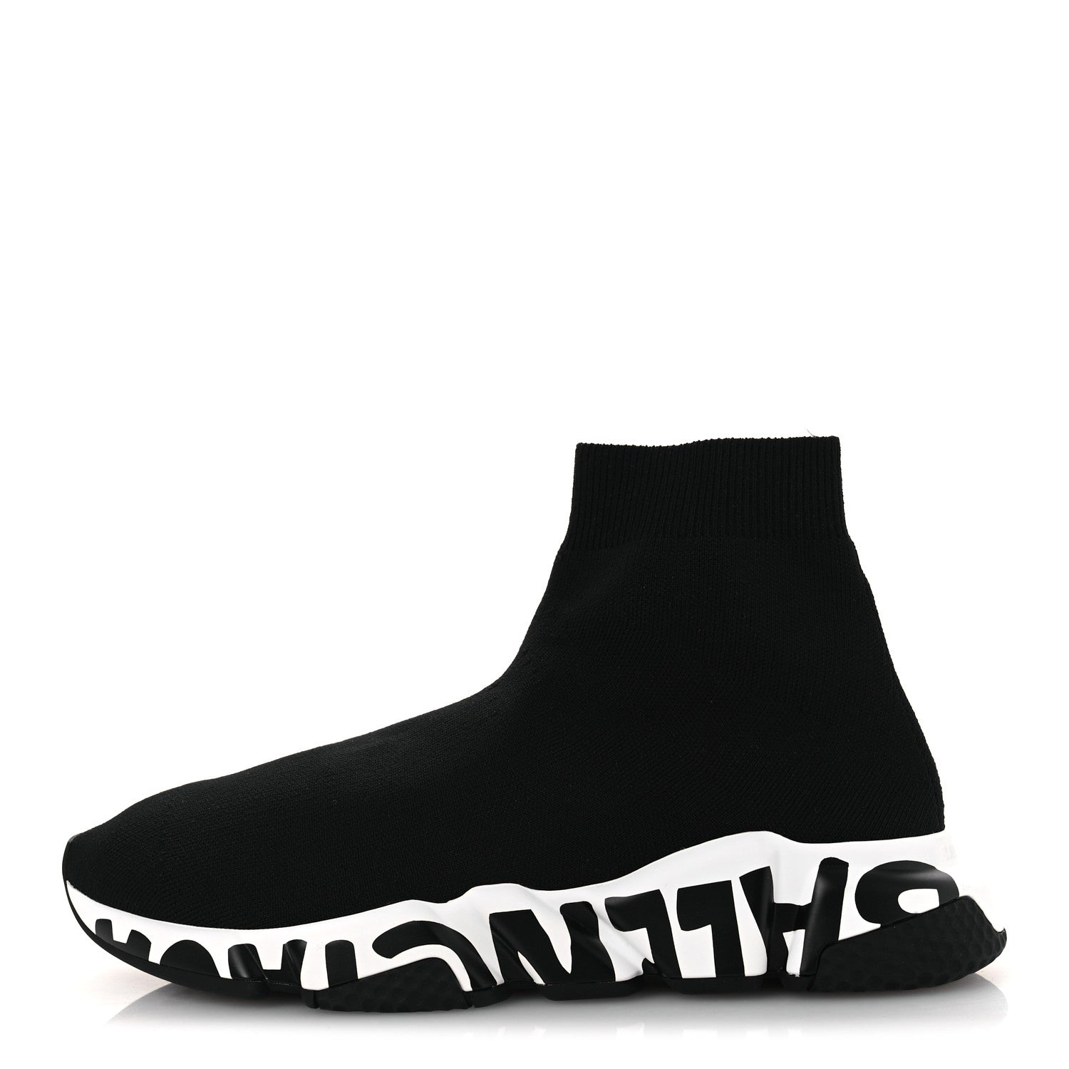 Balenciaga Neoprene Knit Womens Speed Graffiti Sneakers 40 Black White 1 of 12