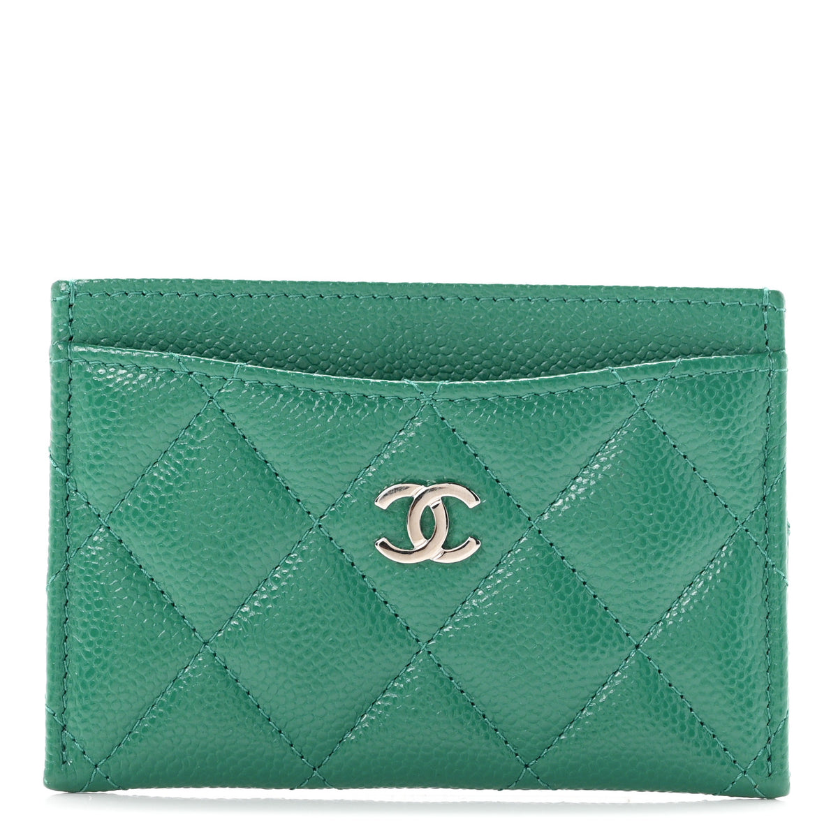 Chanel Caviar Quilted Card Holder Green 1 of 9