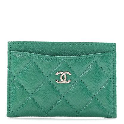 Chanel Caviar Quilted Card Holder Green 1 of 9