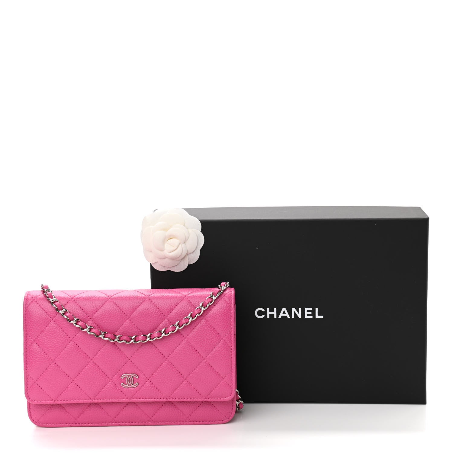 Chanel Caviar Quilted Wallet On Chain WOC Dark Pink 12 of 12