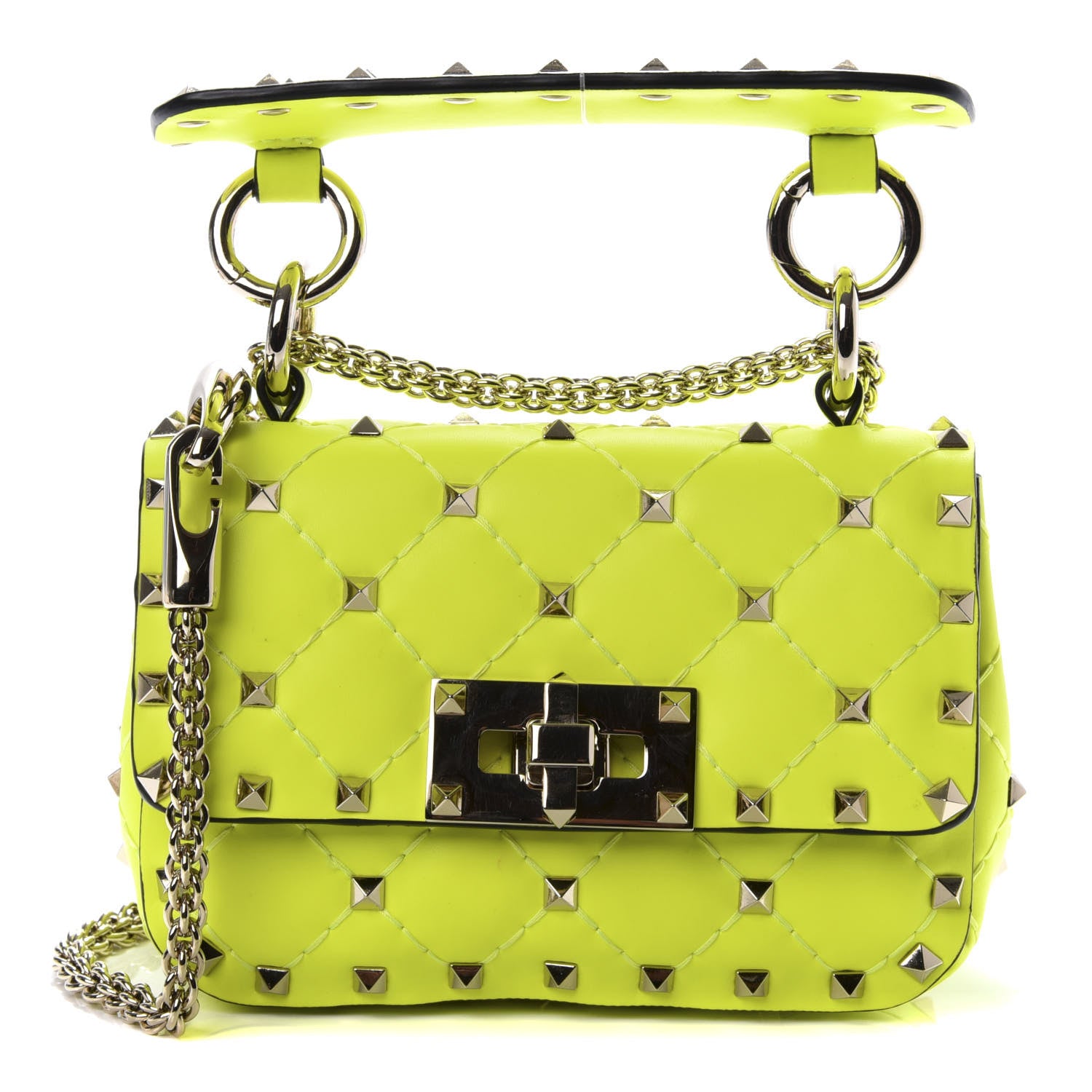 Valentino Garavani Calfskin Micro Rockstud Spike Shoulder Bag Lime 1 of 8