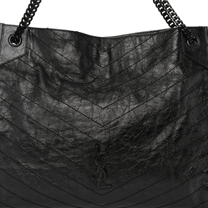 Saint Laurent Crinkled Calfskin Matelasse Monogram Large Niki Shopper Tote Black 8 of 12