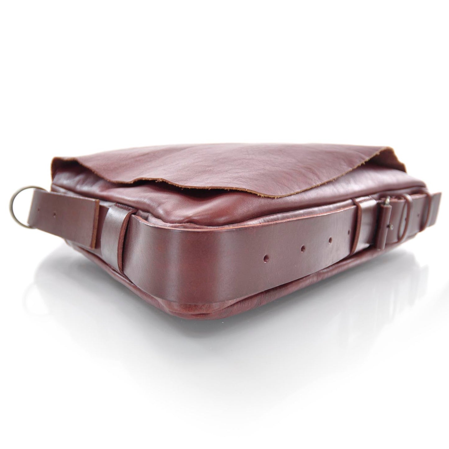Leather Messenger Bag Red