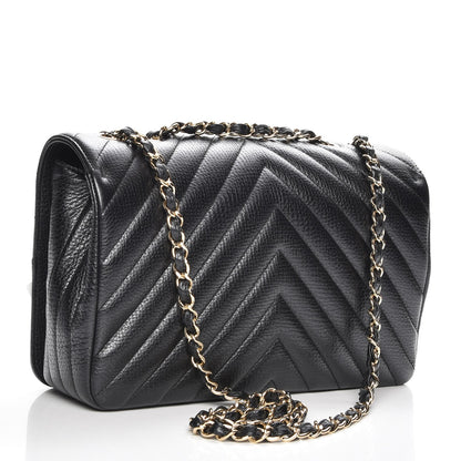 Chanel Metallic Calfskin Chevron Quilted Medium Statement Flap Black 3 of 8