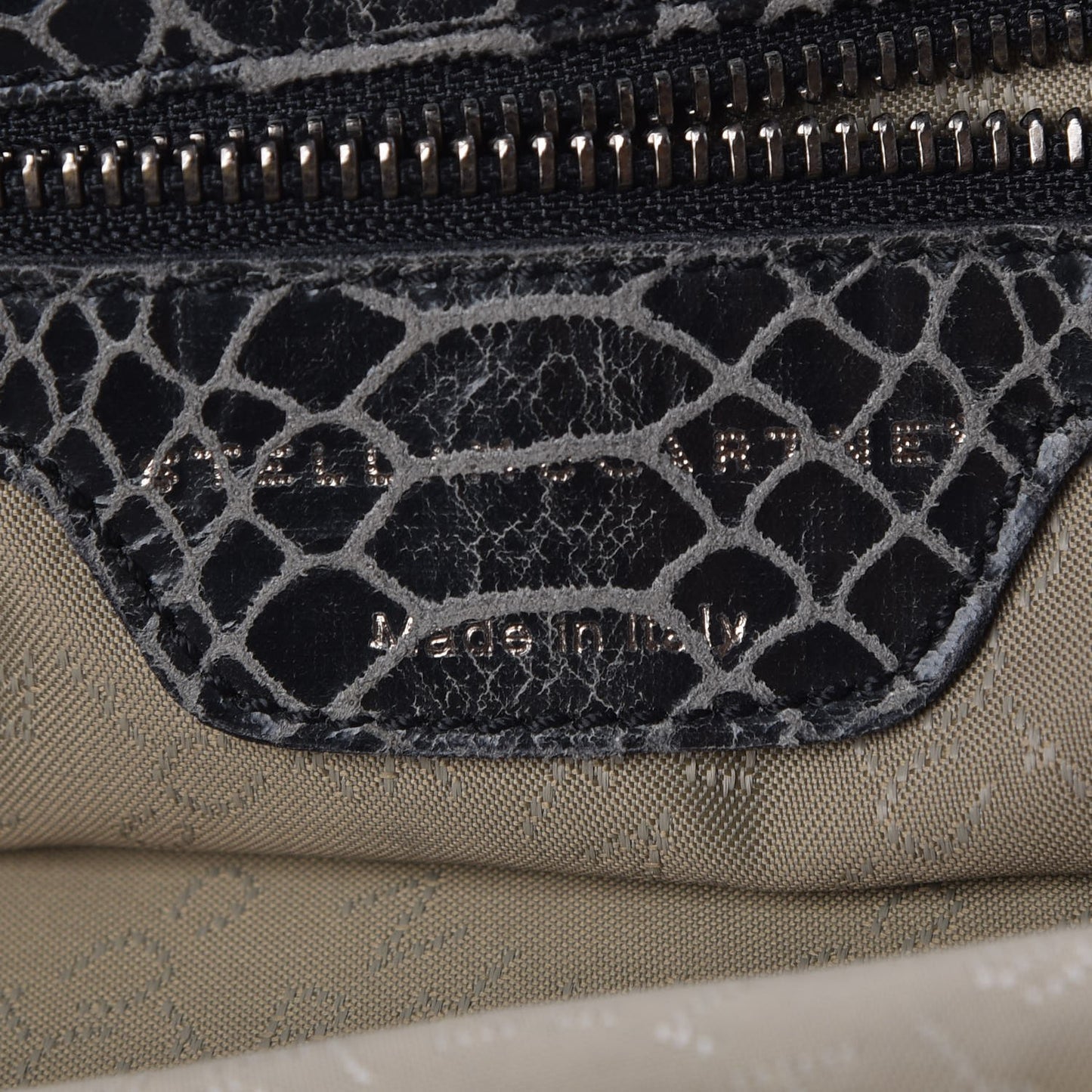 Eco Python Fold Over Falabella Tote Grey