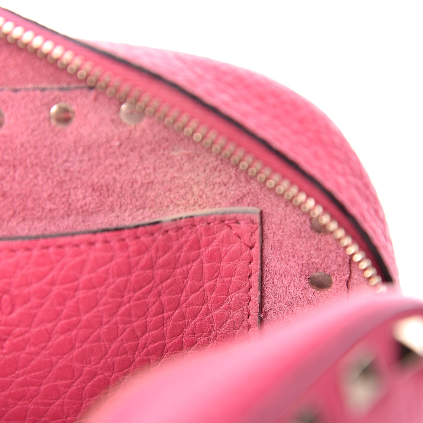 Pebbled Calfskin Rockstud Camera Crossbody Bag Peony