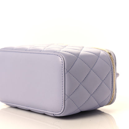 Chanel Lambskin Quilted Small Top Handle Vanity Case With Chain Light Purple 7 of 8