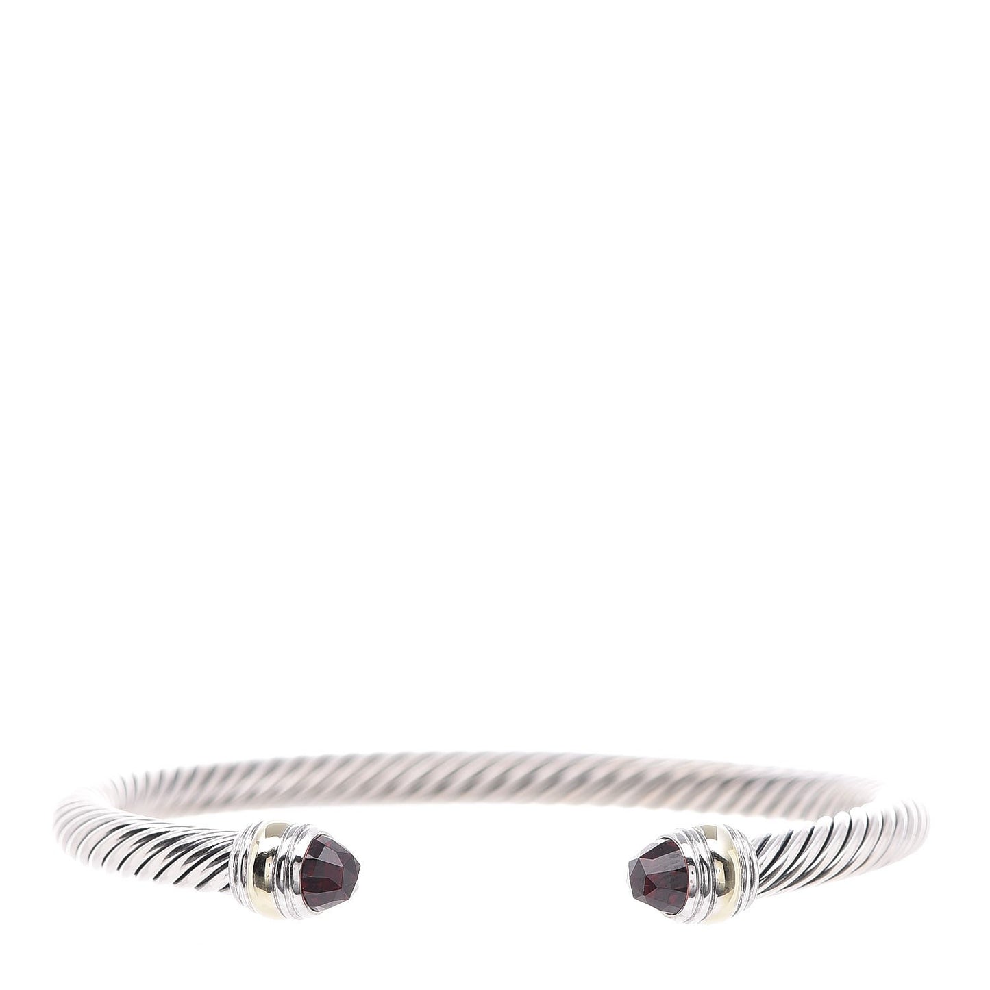 Sterling Silver 14K Yellow Gold Garnet 5mm Cable Classics Bracelet
