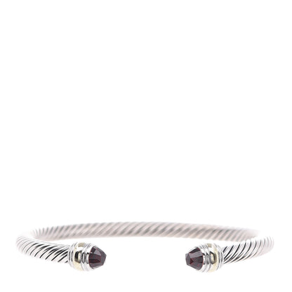 David Yurman Sterling Silver 14K Yellow Gold Garnet 5mm Cable Classics Bracelet 1 of 5