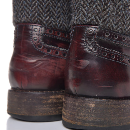 Louis Vuitton Mens Calfskin Tweed Oxford Lace Up Boots 9.5 Grey Brown 14 of 15