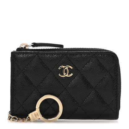 Chanel Caviar Quilted Zipped Key Holder Case Black 1 of 16