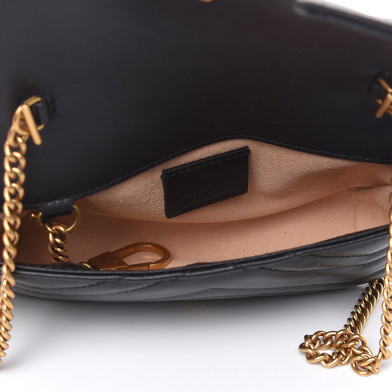 Gucci Calfskin Matelasse Super Mini GG Marmont Shoulder Bag Black 5 of 9