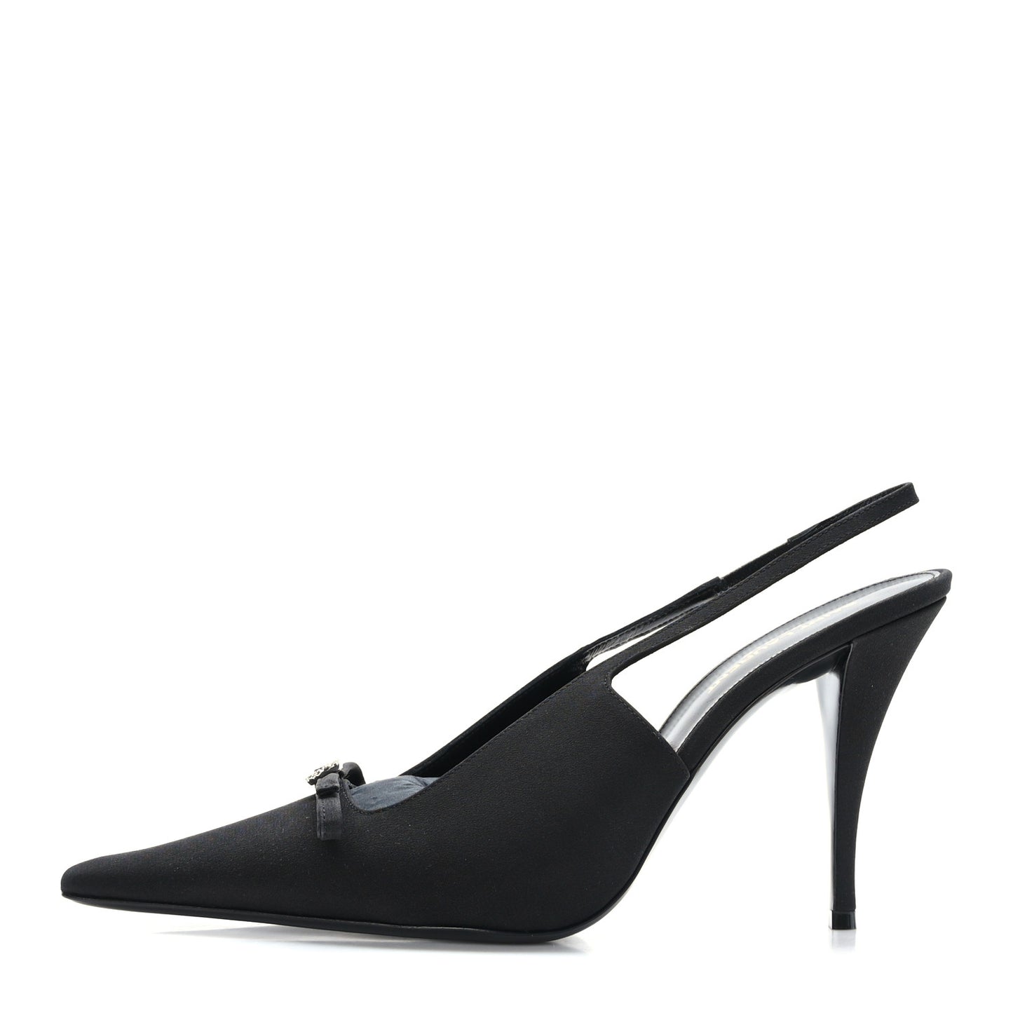 Crepe De Chine Crystal Bow Slingback Pumps 40 Black