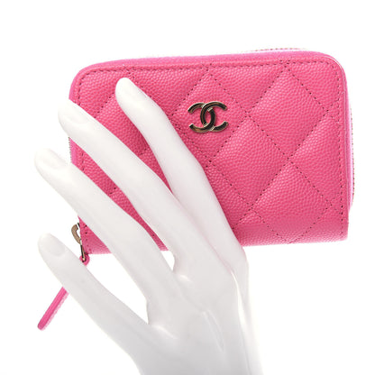 Chanel Caviar Quilted Zip Coin Purse Pink 2 of 7