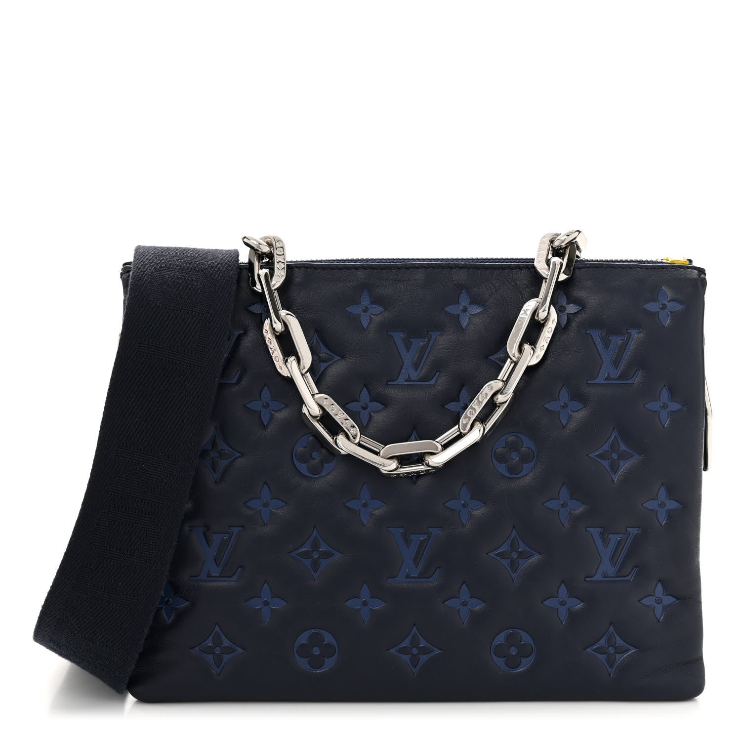 Louis Vuitton Lambskin Embossed Monogram Coussin PM Navy 1 of 10