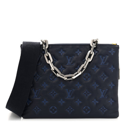 Louis Vuitton Lambskin Embossed Monogram Coussin PM Navy 1 of 10