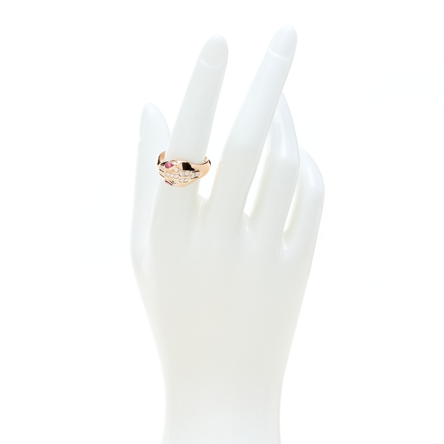 Bulgari 18K Rose Gold Diamond Rubellite Serpenti Seduttori Ring 56 7.5 2 of 5